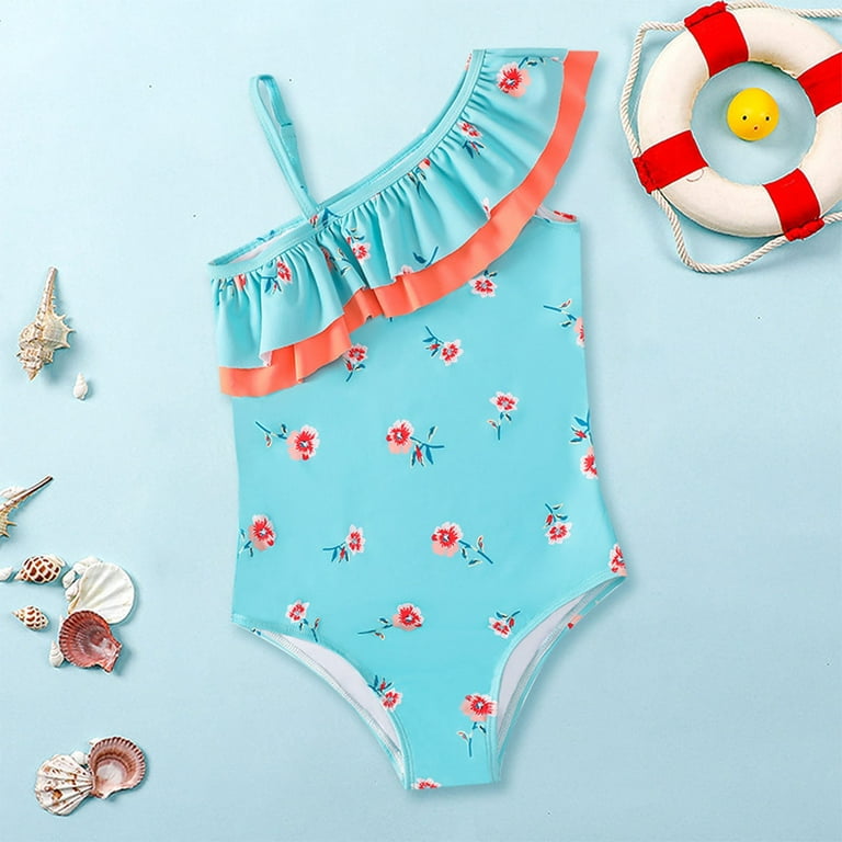 Cathalem Teen Girls Summer Bikini Girl's Cute 1 Piece Bikini Set High  Waisted Swimsuit Bathing Suit Beachwear(Brown,120)