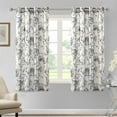 thumbnail image 3 of Fangasis Window Curtain Semi Sheer Curtains Light Filtering Floral Print Voile Grommet Vintage Treatments Luxury Privacy Black 52 x 45 in, 3 of 8