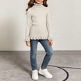 thumbnail image 6 of BLVB Girls Turtleneck Sweaters Pullover Toddler Baby Kids Ribbed Knit Ruffle Long Sleeve Jumper Tops Fall Winter Clothes(Beige,7-8Years), 6 of 8