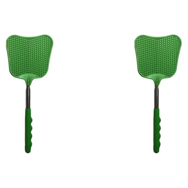 Wosthever Reemplazo de matamoscas de acero inoxidable, Color sólido, forma de hoja ergonómica portátil, 12cm, PE, herramienta para matamoscas Verde 2Conjunto