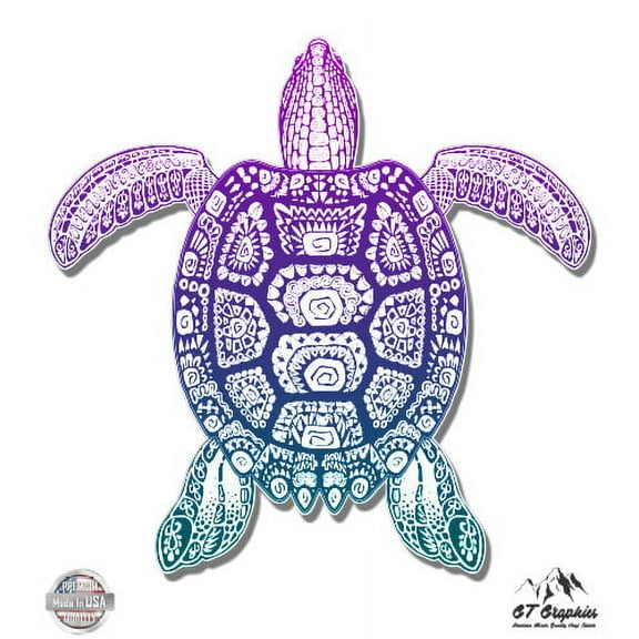 Sea Turtle Beautiful Color - 3" Vinyl Sticker - For Car Laptop I-Pad Phone Helmet Hard Hat - Waterproof Decal