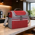 thumbnail image 6 of Portable Lunch Cooler Bag Insulated Lunch Box Tote With Strap Handle Thermal Food Storage Organizer Office Travel Picnic Camping Outdoor Reusable Meal Carrier Storage Bag, 6 of 7