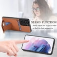 thumbnail image 6 of Case for Samsung Galaxy S21 with Hidden Kickstand, Carbon Fiber Texture Wallet Case with Card Holder for Samsung Galaxy S21 Magnetic Car Mount Shockproof Military Grade Protection Cover, Brown, 6 of 10