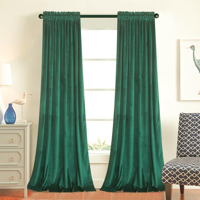 Cortinas Roslynwood de Terciopelo Verde Esmeralda 132x274 cm 2 Paneles