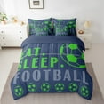 thumbnail image 2 of Football Twin Comforter Set with Sheets Sport Game Ball Theme Bed in a Bag Football Room Decor Bed Set Sports Bedding Sets Teen Sports Sheets 7 Pcs Navy Blue Green, 2 of 5