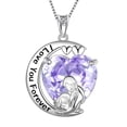 thumbnail image 1 of Juwaliy Collar de Luna Corazón Madre Hija Plata Esterlina 925 Alejandrita Morada Piedra de Nacimiento de Junio Dije Joyería Mujer Mamá Navidad Mother's Day Regalo, 1 of 7
