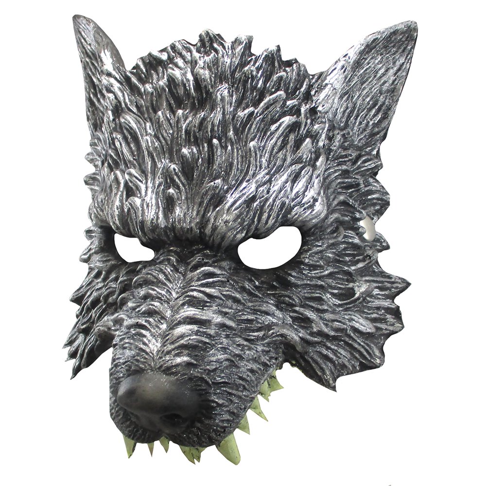 Silver Foam Wolf Mask Costume Accessory