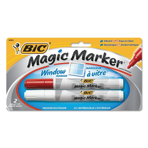 BIC Window Marker, Bullet, Red/White, 2/Pack