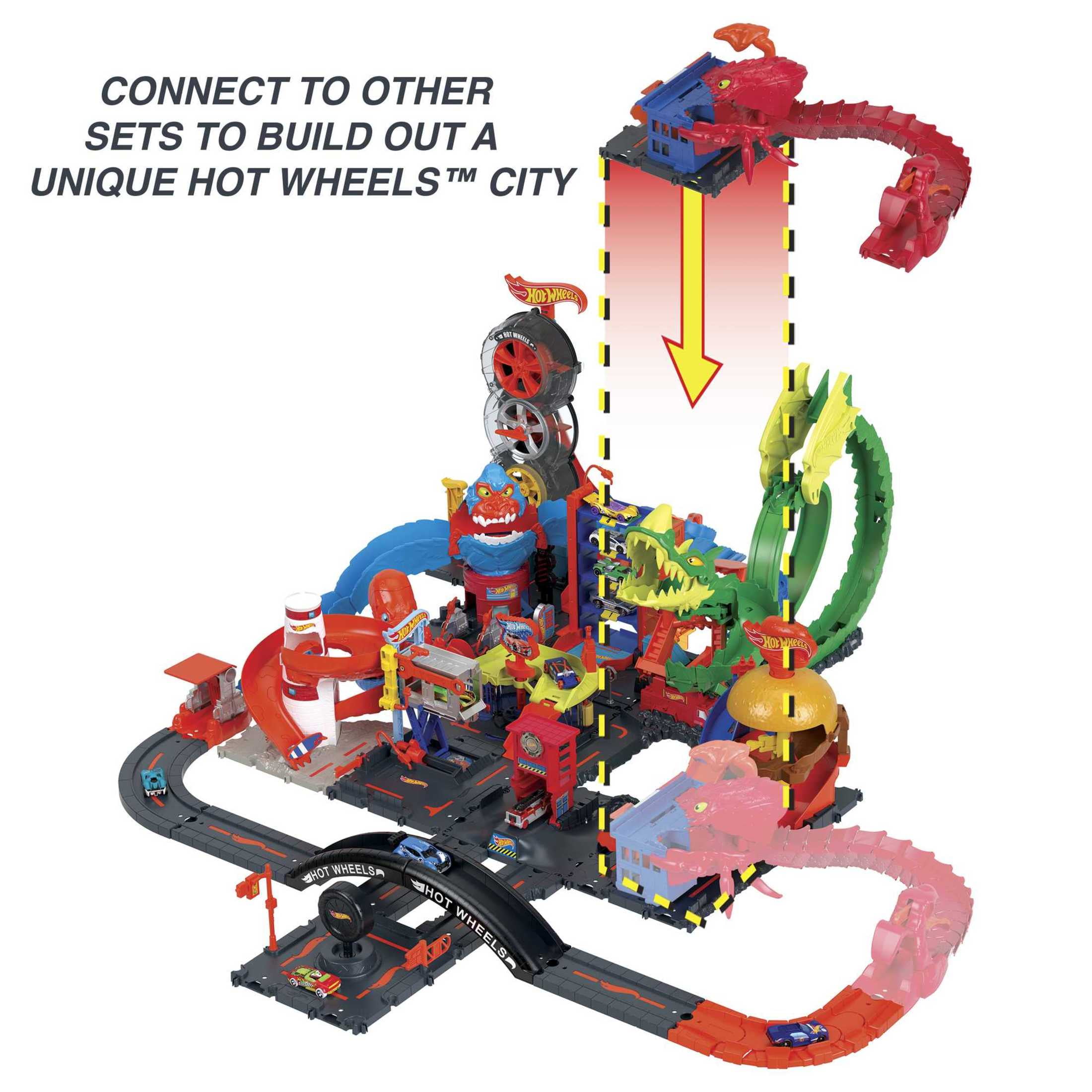 Hot Wheels City Scorpion Flex Attack Track Set & Toy Car with 2.-5ft Long Bendable Track