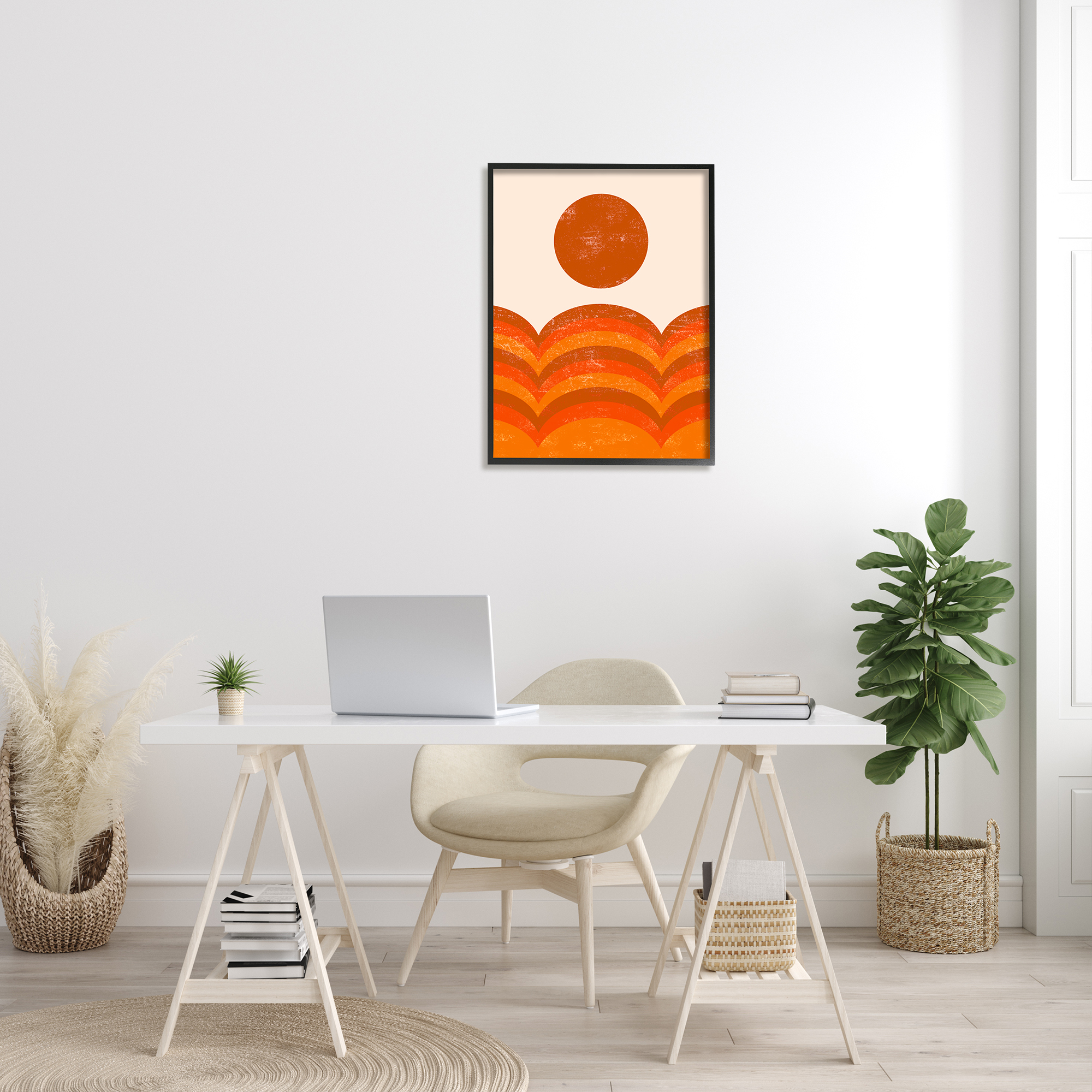 Stupell Indtries Warm Summer Sun Landscape Abstract Orange Mountain Hills,24 x 30,Design by Daphne Polselli