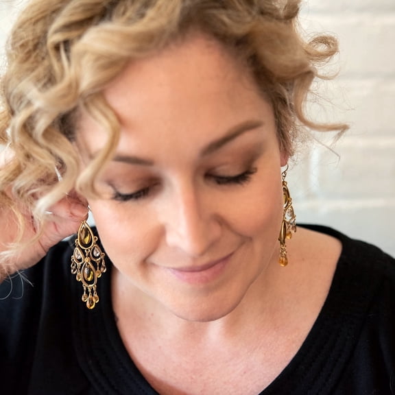 Elegant 3-Inch Chandelier Drop Earrings with Beaded Accents - Gold Tone Statement Jewelry Gold