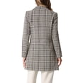thumbnail image 3 of INSPIRE CHIC Women's Notched Lapel Elegant Plaid Double Breasted Tweed Blazer Coat XS Brown, 3 of 6