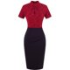 thumbnail image 3 of Vestido retro formal de manga corta con cuello redondo y estampado calado para mujer Fridja  bnh2398, 3 of 8
