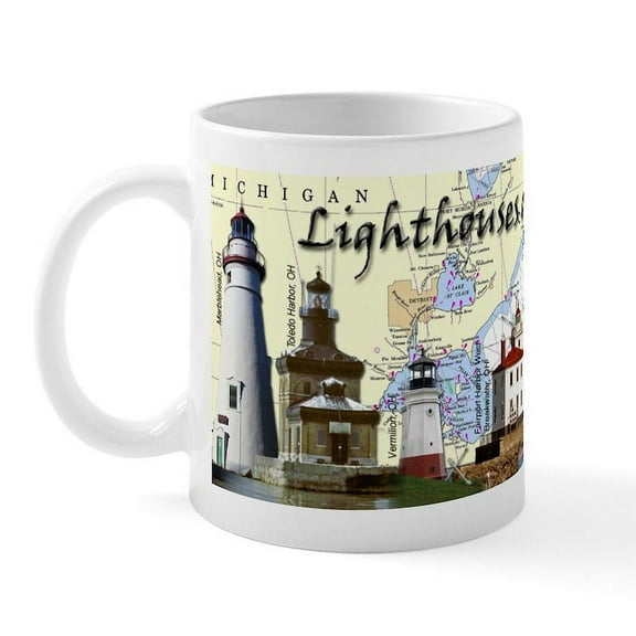 CafePress - Lighthouses Of Lake Erie Mug - 11 oz Ceramic Mug - Novelty Coffee Tea Cup