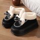thumbnail image 3 of Zapatillas de algodón de tacón alto y suela gruesa para el hogar de las mujeres Zapatillas de conejo lindas de estilo coreano de invierno más terciopelo para mantener el calor y antideslizantes para a, 3 of 5