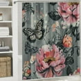 thumbnail image 6 of Creowell Flower Shower Curtain Set Modern Floral Shower Curtains Grey Pink Botanical Farmhouse Fabric Shower Curtains for Bathroom Home Hotel Plants Shower Curtains for Bathtub White, 6 of 7