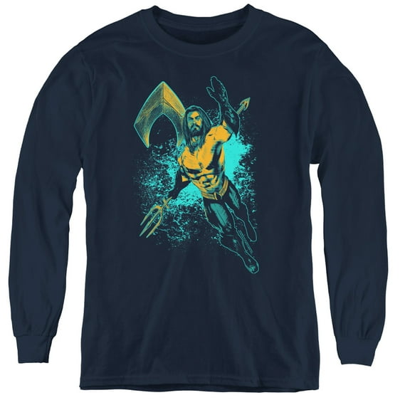 Aquaman Movie - Make A Splash - Youth Long Sleeve Shirt - Small