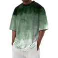 thumbnail image 2 of Men's Print T-Shirts Casual Summer Short Sleeve Gradient Color Tee Shirts Beach Tops Green 2XL, 2 of 4