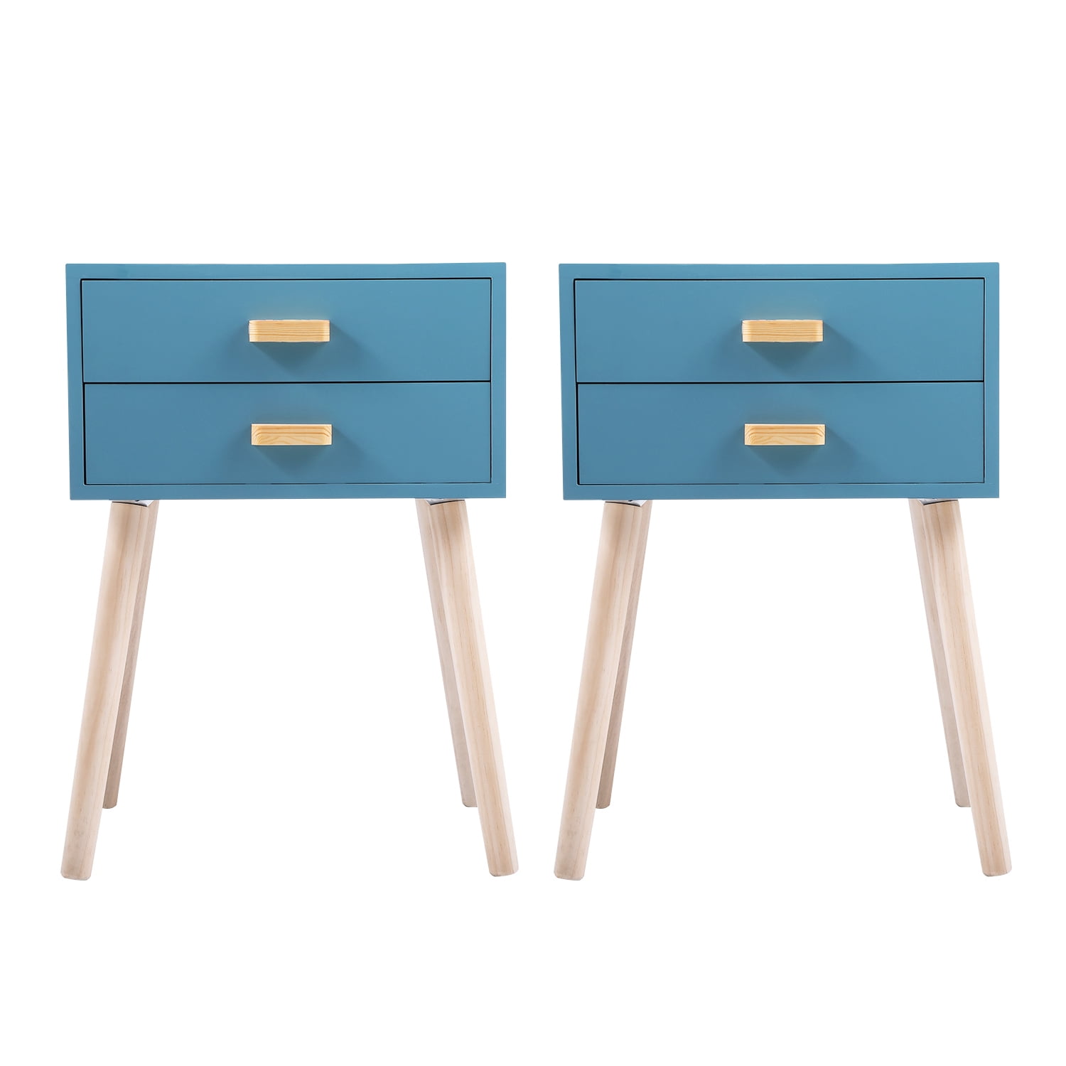 2Pcs Wooden Two-Tier End Side Bedside Table Nightstand Bedroom Decor 2X Drawer 