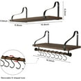 thumbnail image 2 of Wooden Hanging Pot Rack with 8 hooks - Farmhouse Style Wall Mount Multifunctional Cookware Organizer Rack Kitchen Storage for Pans Utensils (Brown), 2 of 11