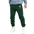 thumbnail image 2 of Men's Cross Print Joggers, Slim Fit Tapered Cuff Sweatpants with Elastic Drawstring Waist, Casual Athletic Lounge Pants for Gym, Running, and Workout Green XL, 2 of 5