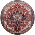 thumbnail image 1 of Ahgly Company Indoor Round Mid-Century Modern Khaki Rose Pink Oriental Area Rugs, 4' Round, 1 of 6