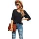 thumbnail image 3 of Blusa de mujer con cuello en V holgado y mangas acampanadas 3/4, 3 of 7