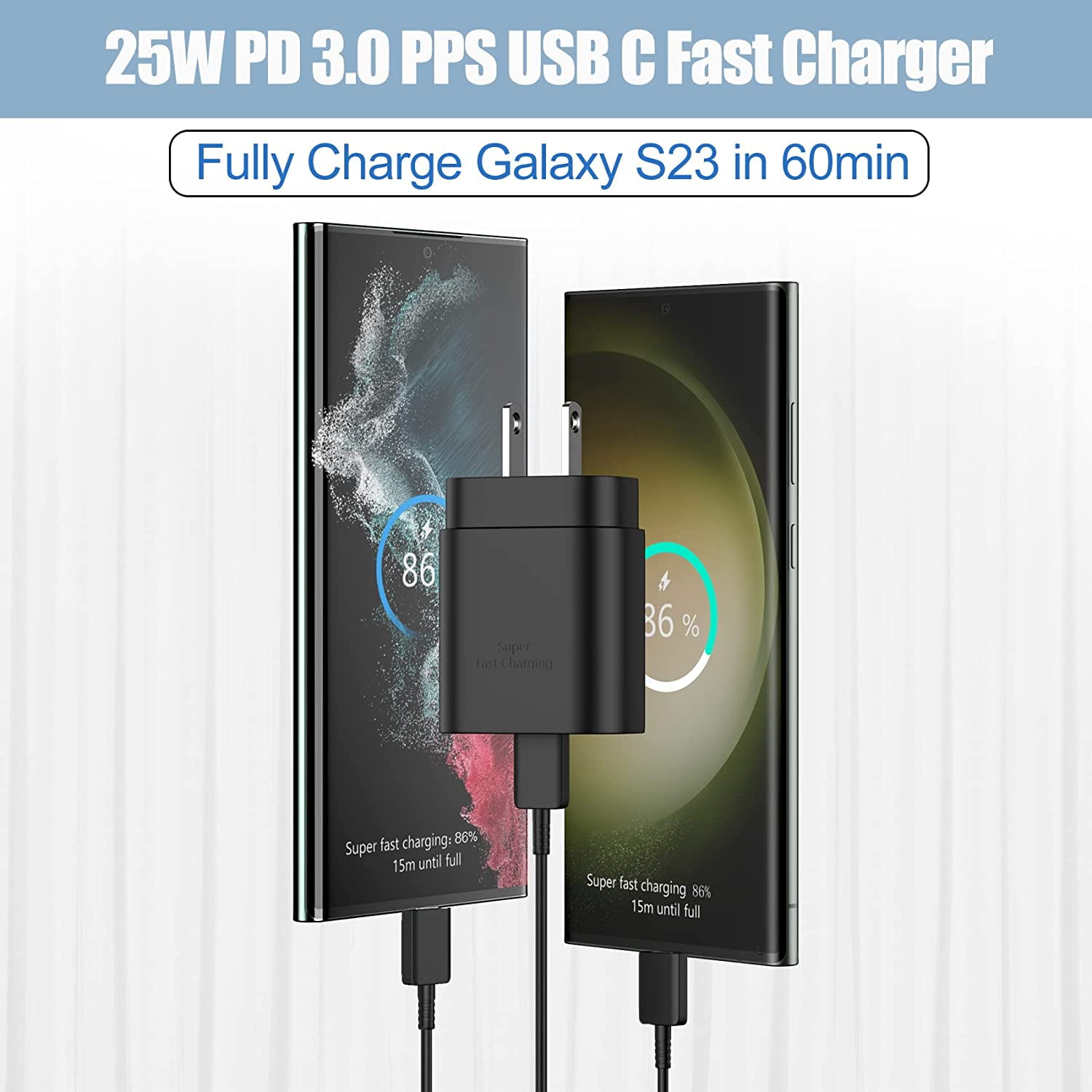 Type C Charger Fast Charging for Nokia 3.4 - 3 PACK 25W Super Fast Charger Block with 6.6FT USB C Charger Cable - Black