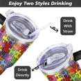 thumbnail image 5 of Autism Awareness Colorful Puzzle Piece Skinny Stainless Steel Tumbler with Handle and Straw, 40oz Water Tumbler Cup, Vacuum Insulated Double Wall Travel Tumbler, 5 of 7