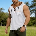 thumbnail image 4 of HappyYEE Men's Hooded Tank Tops Pullover Sleeveless Shirts with Drawstring Workout Gym Training Athletic Tank Top White XXL, 4 of 9