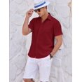 thumbnail image 3 of COOFANDY Mens Short Sleeve Button Down Shirts Beach Wedding Linen Shirt Loose Fit Camp Tops, 3 of 5