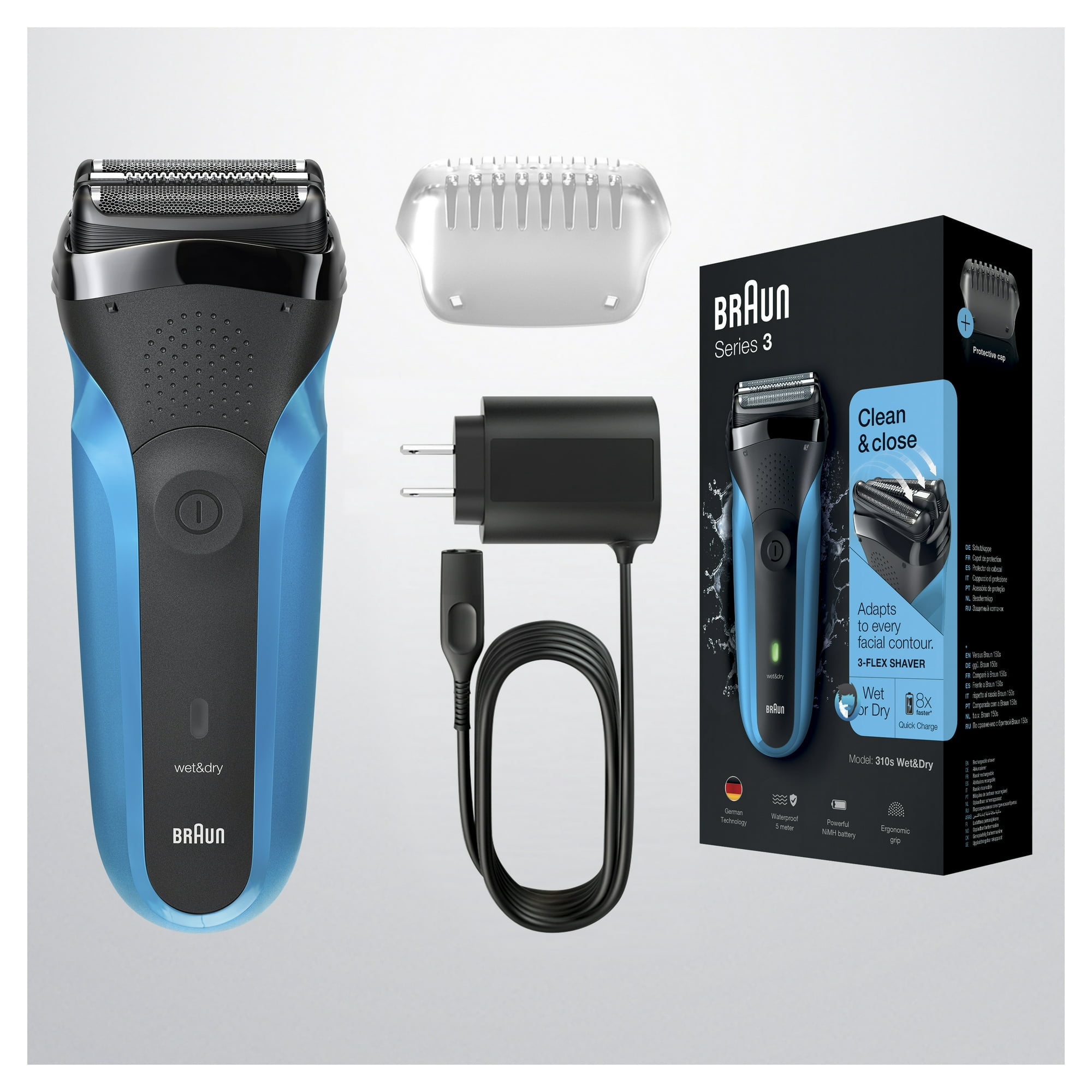 Afeitadora Braun Series 3 310s Wet & Dry - Afeitadora Eléctrica Para Hombre  Recargable, Color Azul con Ofertas en Carrefour
