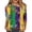 001_Green, variant on Mardi Gras Outfits for Women 3/4 Length Sleeve Plus Size Top, Cozy Round Neck Tee Shirt for 2026 Carnival Party Wear