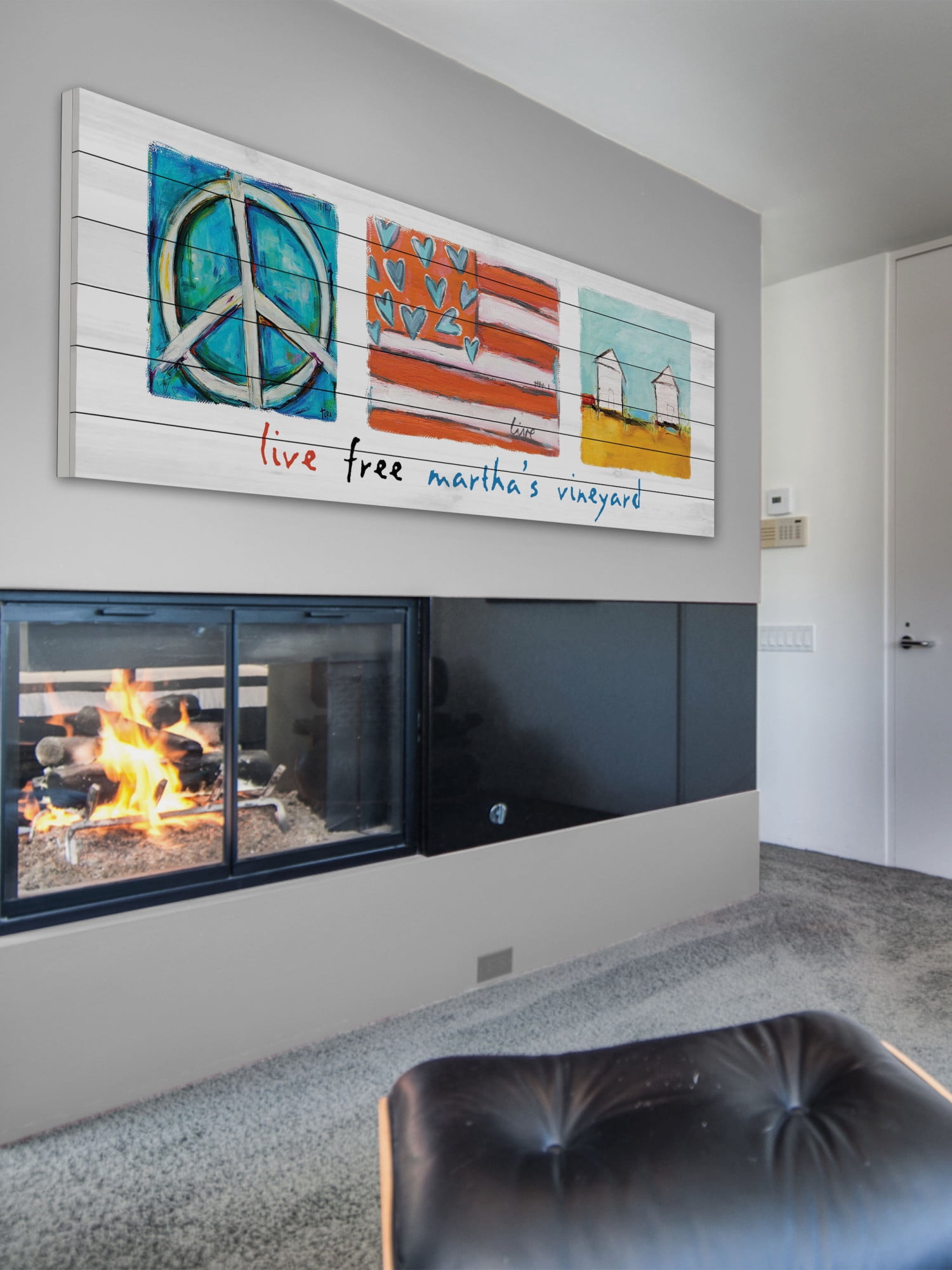 Marmont Hill "Live Free Martha's Vineyard" by Tori Campisi Painting Print on White Pine Wood