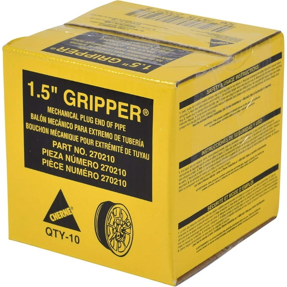 Cherne Pipe Plug,Wing Nut,1.75"H,1 1/2"Pipe 270210