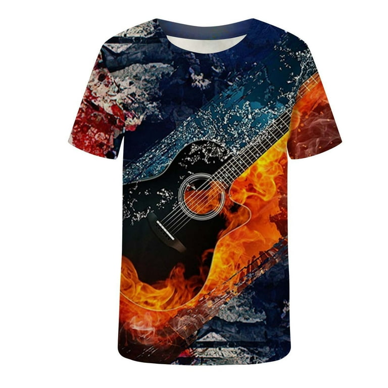 Simplmasygenix Clearance Shirts Tops Men Casual Round Neck 3D Digital  Printing Pullover Fitness Sports Shorts Sleeves T Shirt Blouse 