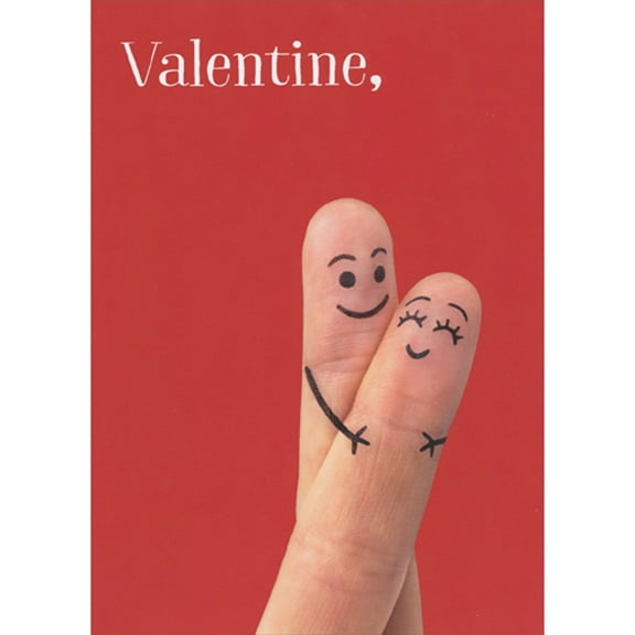 RSVP Hugging Fingers with Hand Drawn Faces and Arms Romantic Valentine's Day Card