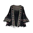 thumbnail image 4 of Cárdigan boho de mujeres, cubierta casual de playa de verano en la parte superior para vestidos de playa bikini negro, 4 of 8