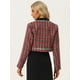 thumbnail image 3 of Chaqueta Corta de Tweed para Mujer con Doble Botonadura Blazer Elegante de Tela de Cuadros rojo M, 3 of 5
