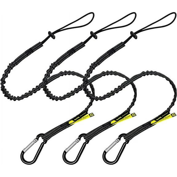BearTOOLS Spring Lock Black Safety Lanyard 3 Pack
