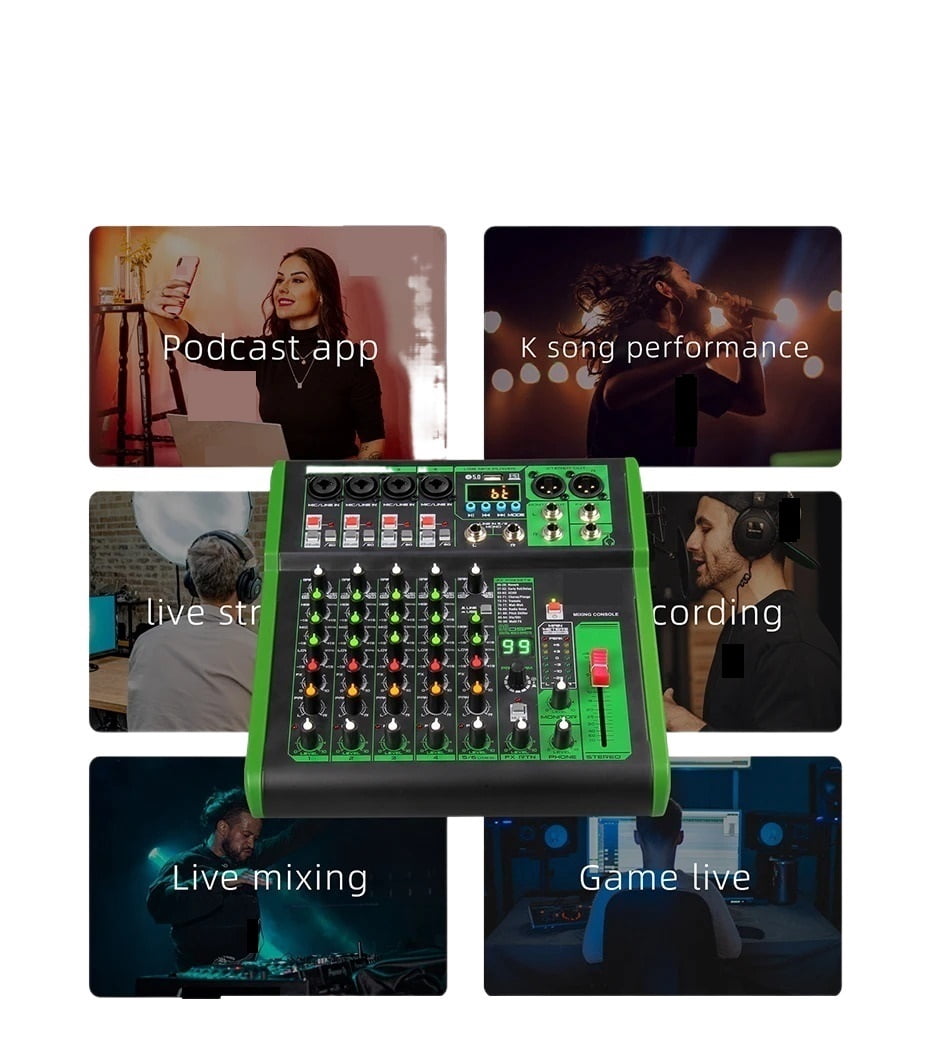 2Pcs DJ Mixer Mixer 99DSP Effect Multi-Band Equalization Adjustment 48V Bluetooth Connection