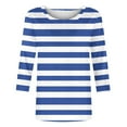thumbnail image 5 of BSDJILFG 3/4 Sleeve Tops for Women Red Striped Shirt Loose Fit Tunics Crew Neck Pullover Blouse ,Sizes S-3XL, 5 of 5