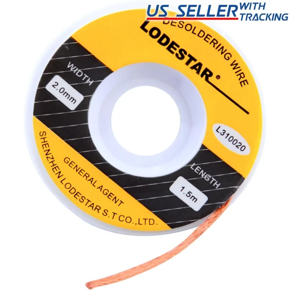 2.0Mm Desoldering Braid Wick Solder Remover W/ No Residue Rosin Flux 5 Ft