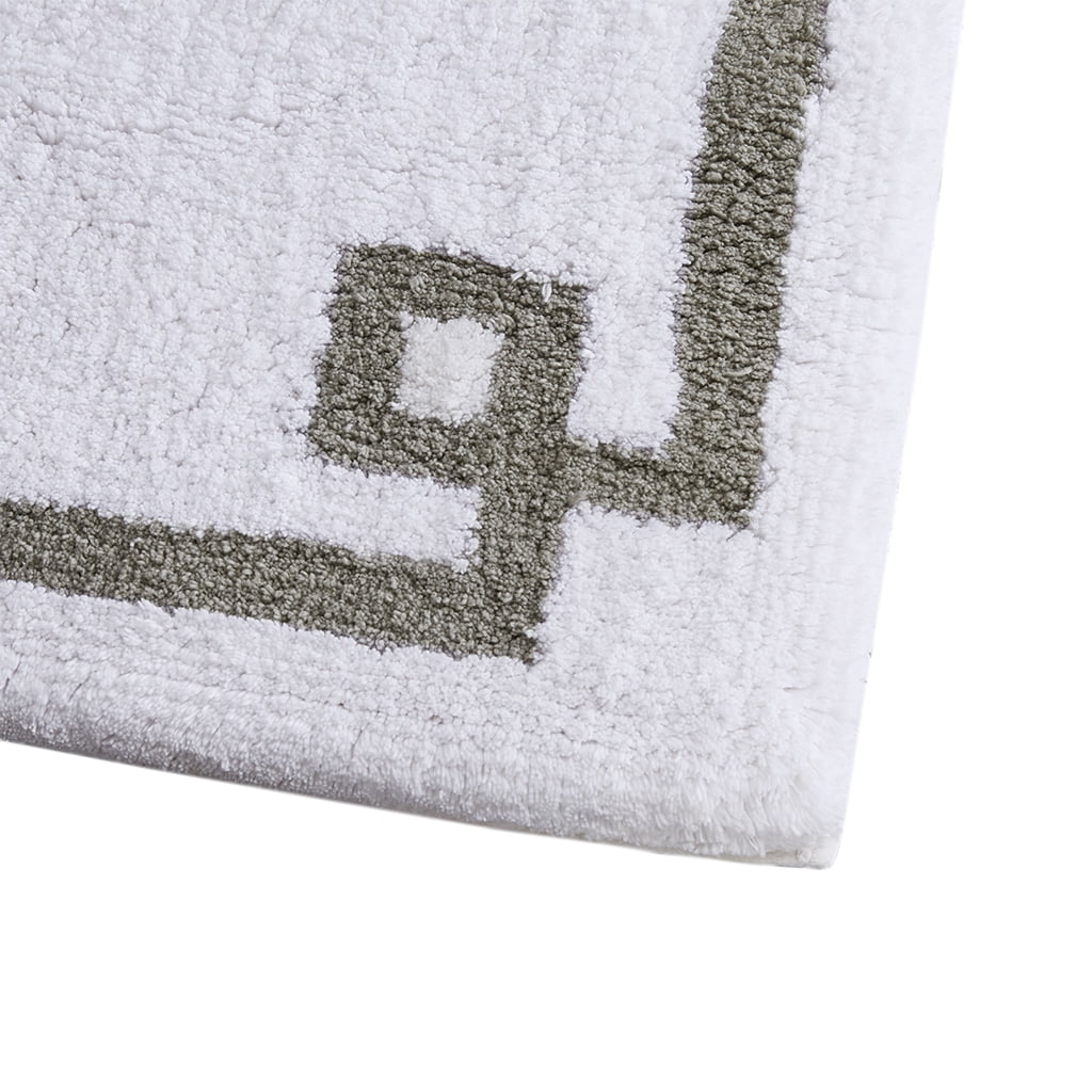 MAYEERTY 100% Medium Pile Cotton Tufted Bath Rug, White, 20"W x 30"L