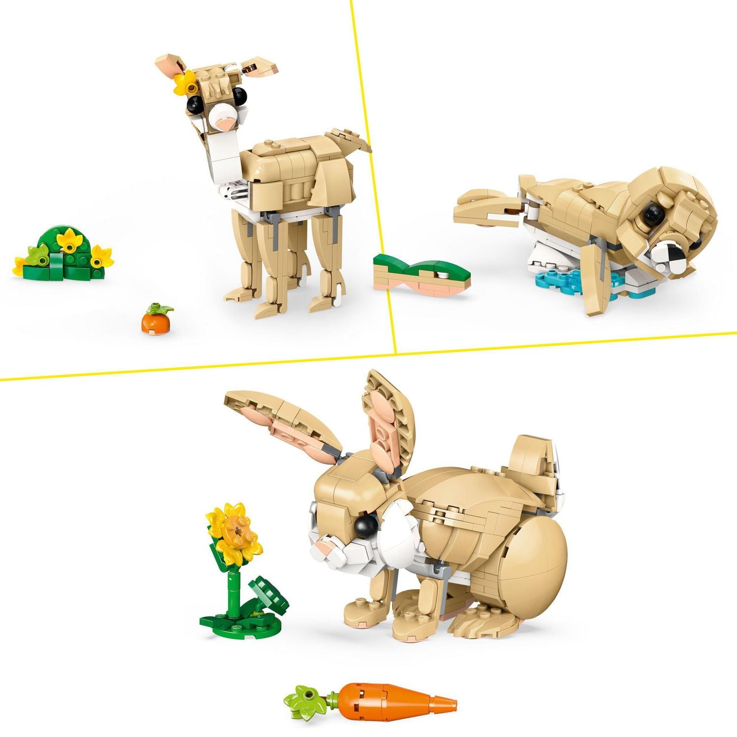 LEGO Creator 3 in 1 Cute Bunny Toy - Building Toy Set with 3 Build Options, Bunny, Seal, or Llama - Animal Figures for Kids, Girls and Boys, Ages 8+ - Gift Idea for Birthdays - 31162, Includes 326 Pieces, Ages 8+
