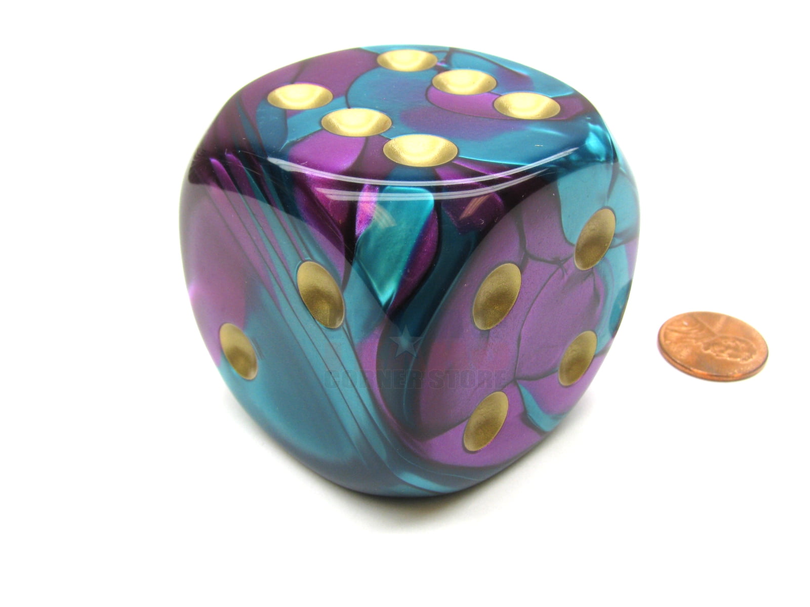 Chessex Gemini 50mm Huge Large D6 Dice, 1 Piece PurpleTeal with Gold