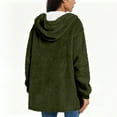 thumbnail image 5 of Zedker Soft Double-Sided Fleece Fall Winter Thermal Jackets for Women Casual Hooded Long Sleeve Loose Button Outerwear with Pockets,Army Green,L, 5 of 8