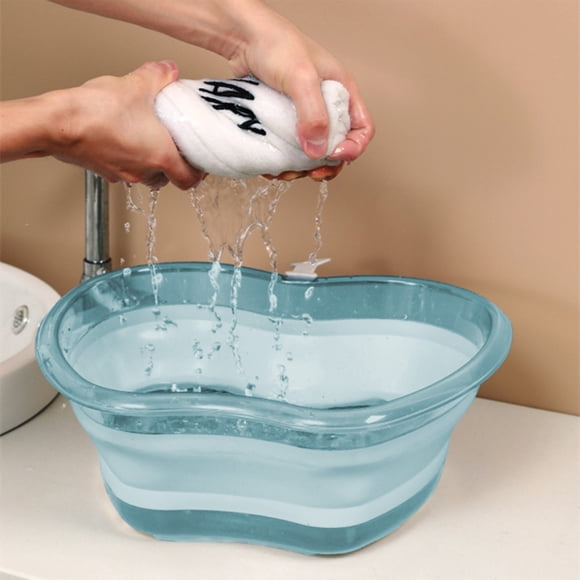 Qiweii Collapsible Dish Basin with Drain Plug, Space Saving Outdoor Multiuse Foldable Sink Tub, Dishpan, Kitchen Storage Tray for Camping, Vegetable Washing