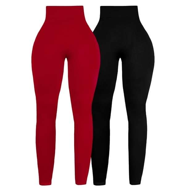 Pack de 2 Piezas Leggins Térmicos De Mujer Legging Faja Mallas Afelpadas Dama