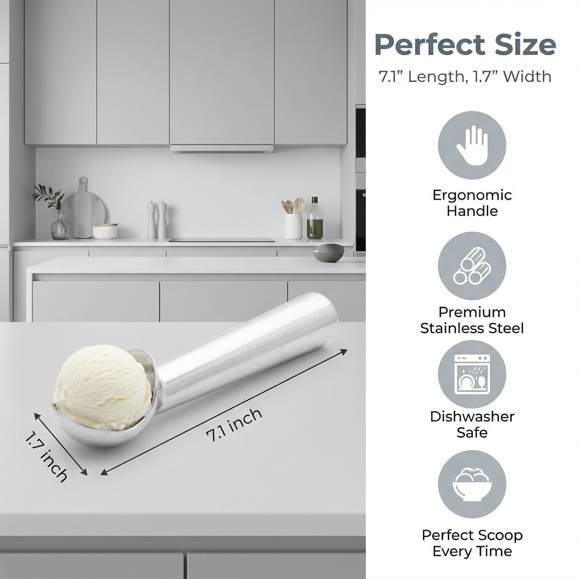 Unique Bargains Stainless Steel Ice Cream Scoop with Handle Highlight 1